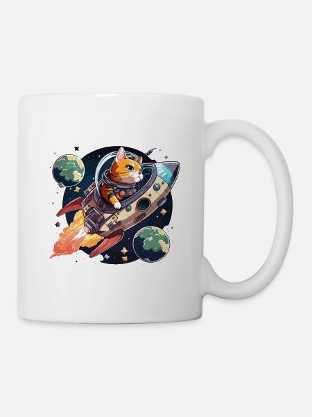 Kosmische Katze - Tasse - Weiß