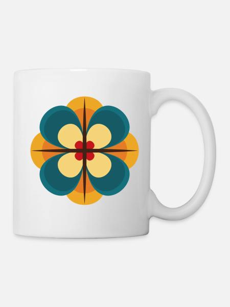 Retro Blume - Tasse - Weiß