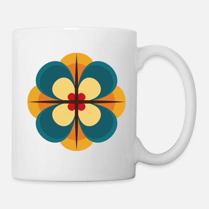 Retro Blume - Tasse - Weiß