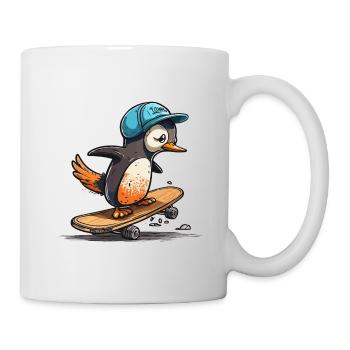 Schlittschuhlaufender Pinguin - Tasse - Weiß - Rechts