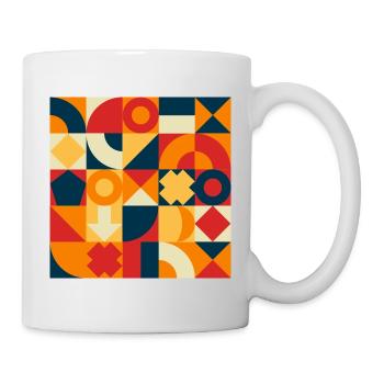 Farbfelder, Bund, Mode, stylisch - Tasse - Weiß - Rechts