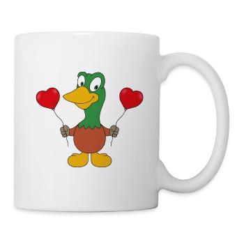 LUFTBALLONS - HERZEN - ENTE - TIERISCH - VERLIEBT - Tasse - Weiß - Rechts