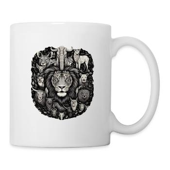 Löwe und afrikanische Tiere, Afrikanische Sawanne - Tasse - Weiß - Rechts