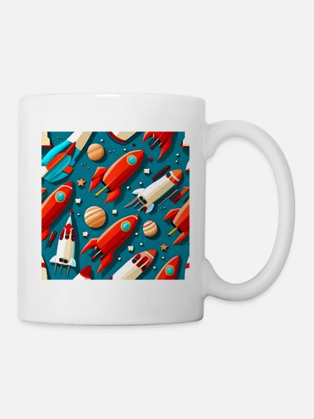 Sternenschiff-Muster - Tasse - Weiß