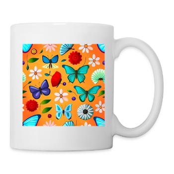 Butterflies and Flowers Pattern - Mug - white - Right