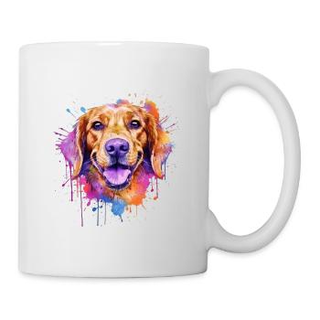 Ein farbenfroher Hund im Watercolor Style - Tasse - Weiß - Rechts