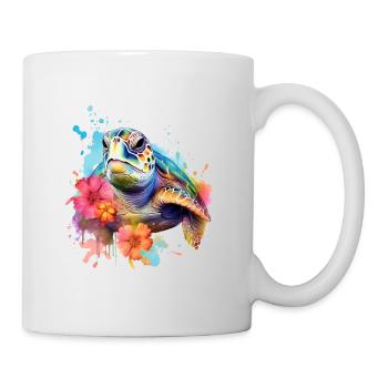 Eine farbenfrohe Schildkröte im Watercolor Style - Tasse - Weiß - Rechts