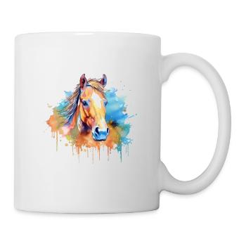 Ein farbenfrohes Pferd im Watercolor Style - Tasse - Weiß - Rechts