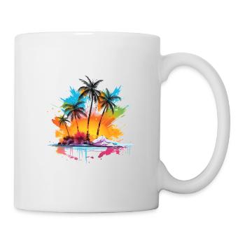 Insel mit Sonnenaufgang und Palmen - Tasse - Weiß - Rechts