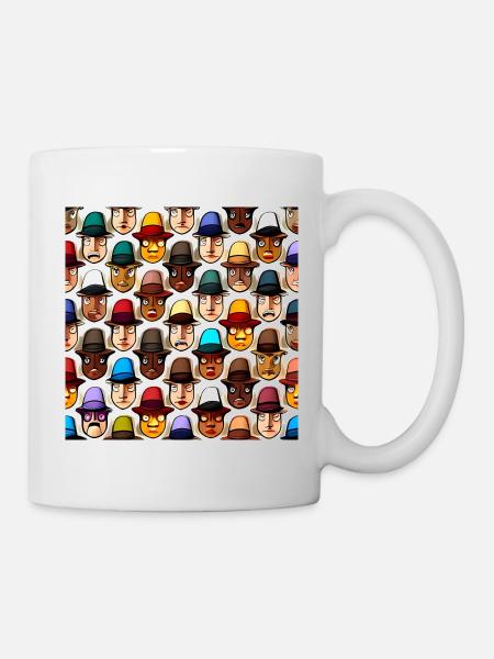 Face In Hat Pattern - Mug - white