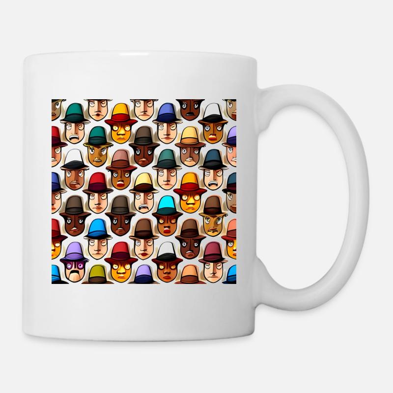 Face In Hat Pattern - Mug - white