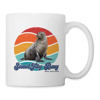 Sandfly Bay New Zealand retro style - Tasse - Weiß - Rechts
