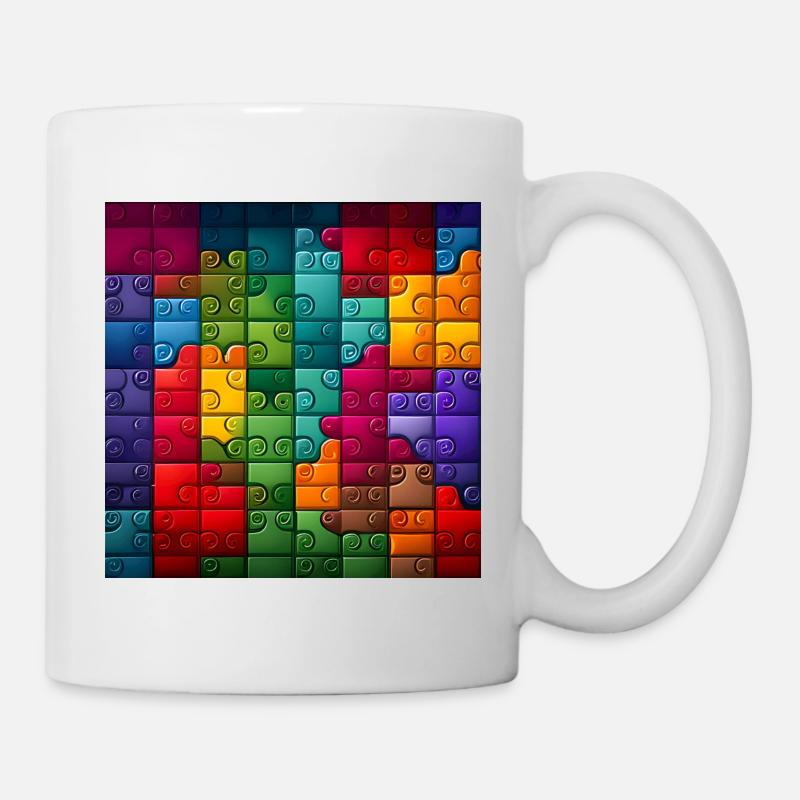 Colorful Rainbow Jigsaw Puzzle Pattern - Mug - white