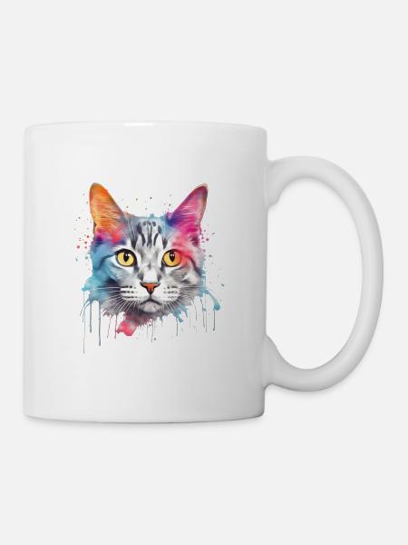 Ein farbenfroher persischer Kater - Tasse - Weiß