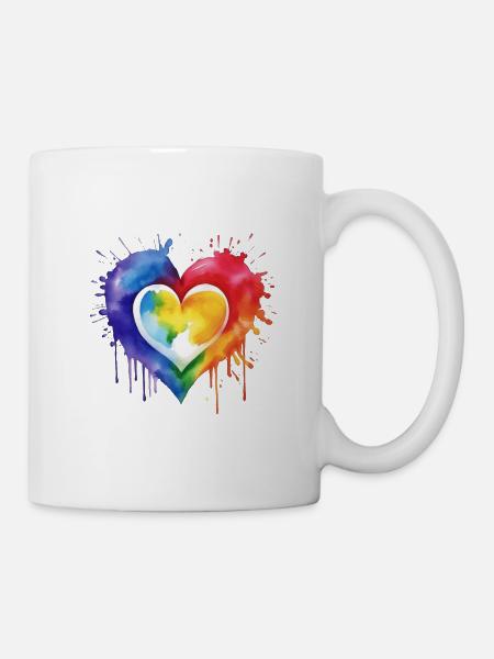 Ein Herz in verschiedenen Farben - Tasse - Weiß