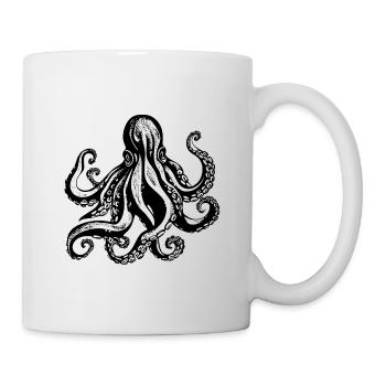 Cool octopus octopus illustration in black - Mug - white - Right