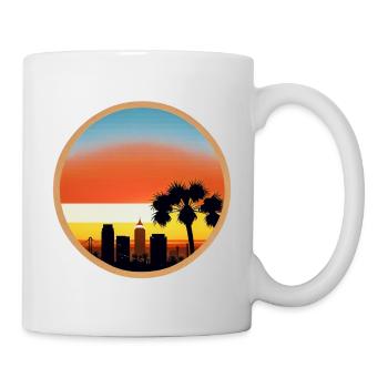 Los Angeles Coucher de Soleil et Palmier - Mug blanc - blanc - Droite