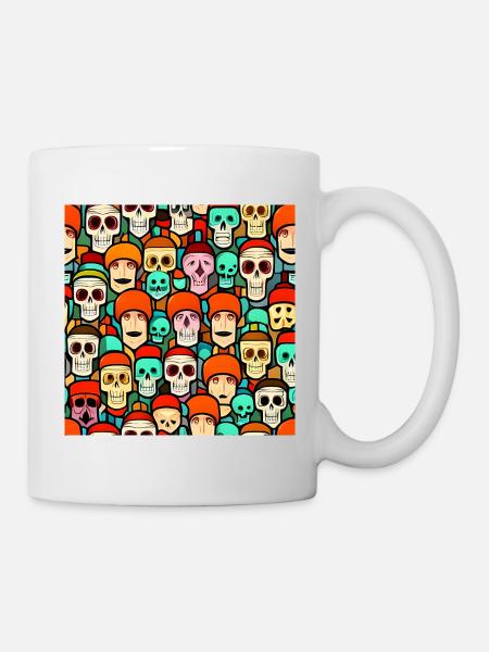 Crânes colorés Patern - Mug blanc - blanc