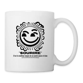 Illustration of a Happy Smile black and white - Mug - white - Right