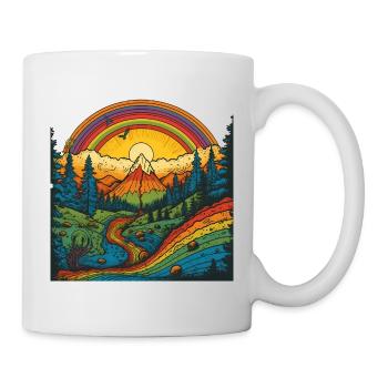 Regenbogen Berge - Psychedelische Landschaft - Tasse - Weiß - Rechts