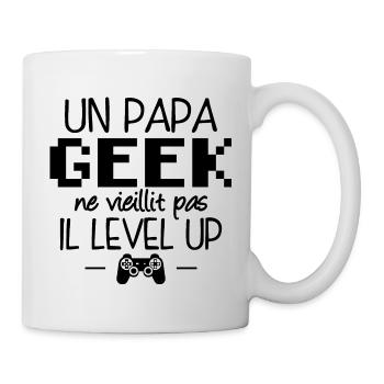Un papa geek ne vieillit pas il level up - Mug blanc - blanc - Droite