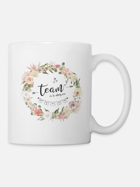 T-shirt EVJF Couronne fleur bohème Team mariée - Mug blanc - blanc