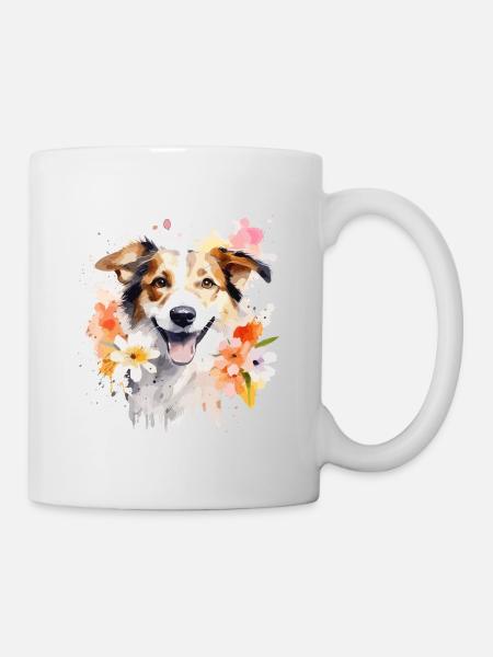 Cute watercolor funny dog - Mug - white