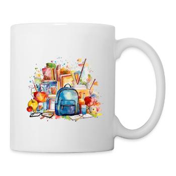 Aquarelle cartable et illustrations de livres - Mug blanc - blanc - Droite