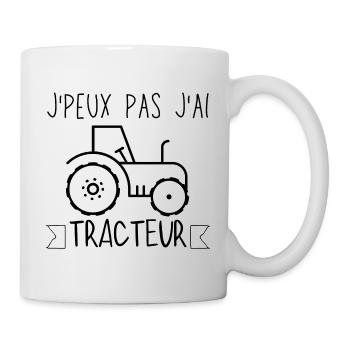 J peux pas j ai Tracteur - Mug blanc - blanc - Droite