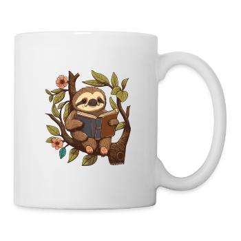 Faultier lesen - Tasse - Weiß - Rechts