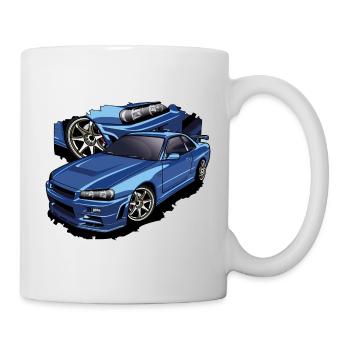Voitures de sport bleues - Mug blanc - blanc - Droite