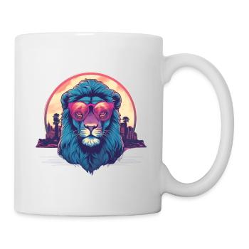 Synthwave Lion Sunset - Mug - white - Right