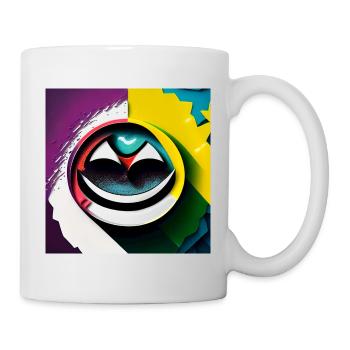 Abstrait, sourire heureux sur fonds de peinture - Mug blanc - blanc - Droite