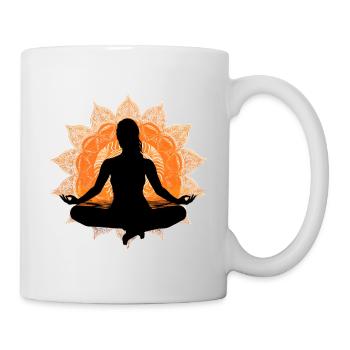 Yoga Meditation mit Mandala - Tasse - Weiß - Rechts
