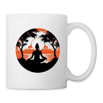 Yoga meditation at sunset - Mug - white - Right