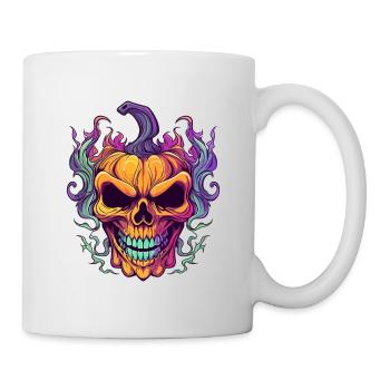 Halloween skull as a pumpkin - Mug - white - Right