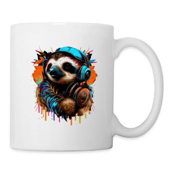 Faultier mit Kopfhörern - Tasse - Weiß - Rechts