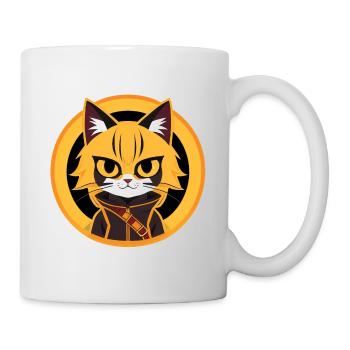 Orangefarbene und gelbe Anime-Katzenzeichnung - Tasse - Weiß - Rechts