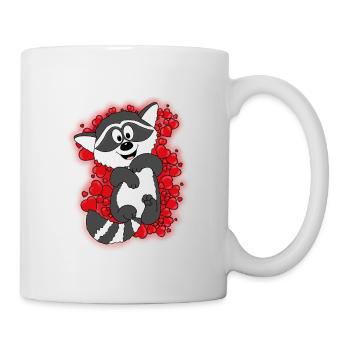 WASCHBÄR - TIER - HERZEN - LIEBE - VERLIEBT - Tasse - Weiß - Rechts