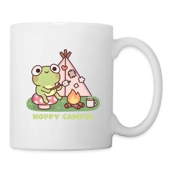 Niedlicher Frosch am Lagerfeuer Hoppy Camper Wortspiel - Tasse - Weiß - Rechts