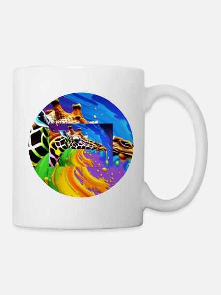 Farbenfrohe Giraffe - Tasse - Weiß