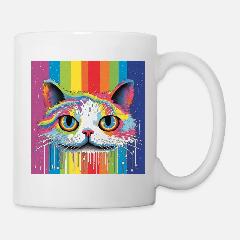 Regenbogen kitty - Tasse - Weiß