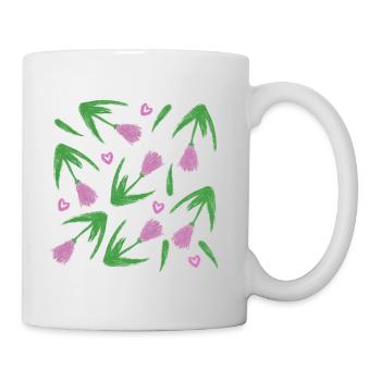 Pinke Blumen für die volle Blumenpracht - Tasse - Weiß - Rechts