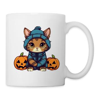 Cute Halloween cat and pumpkins - Mug - white - Right