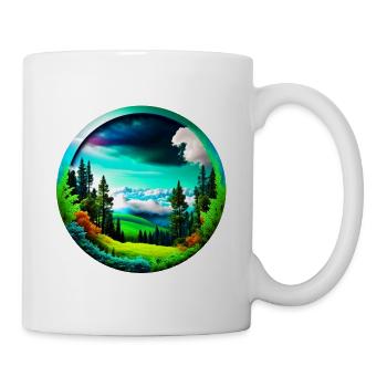 Schöne Berge Landschaft kreisrund freigestellt - Tasse - Weiß - Rechts