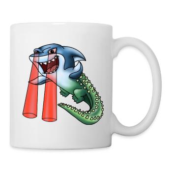 Sharkro - shark crocodile with laser eyes - Mug - white - Right