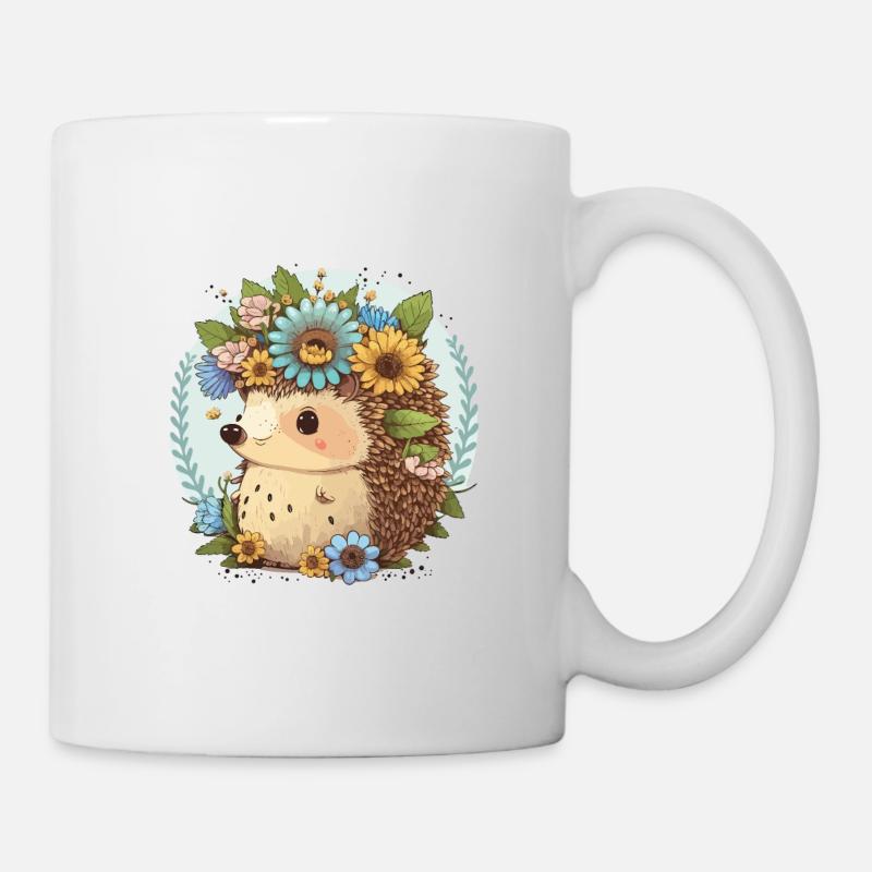Flower Crown Hedgehog - Mug - white