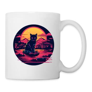 Synthwave japan Cat in the night - Tasse - Weiß - Rechts