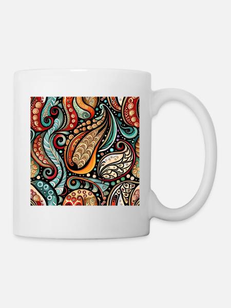 Zentangle Paisley Pattern - Mug - white
