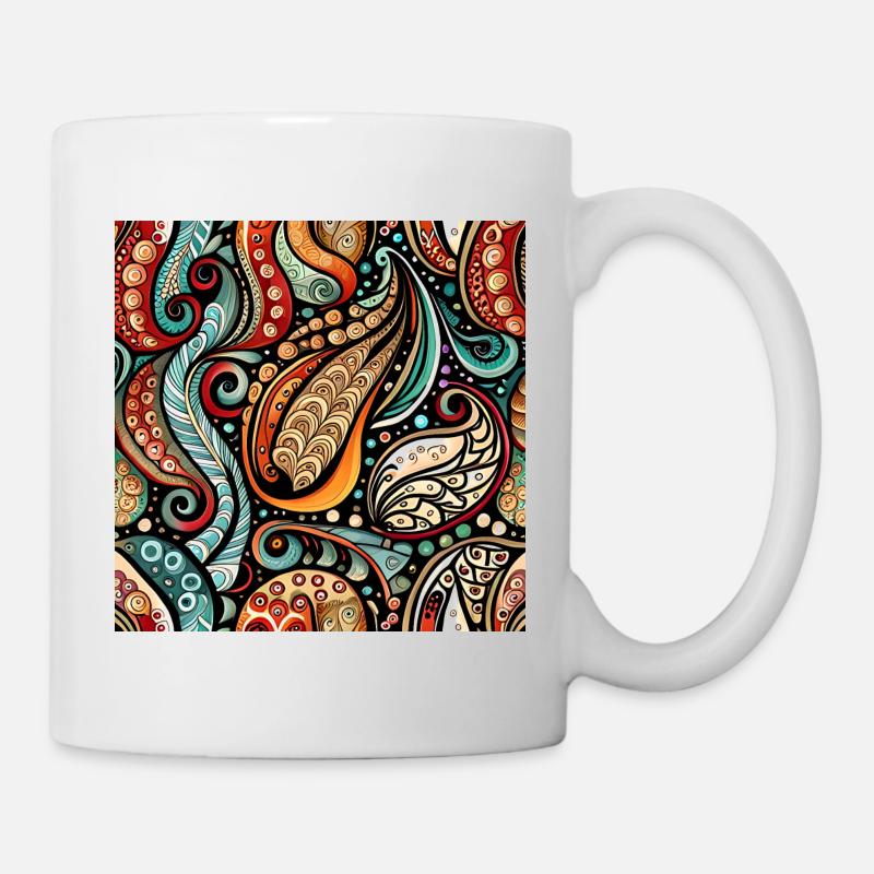 Zentangle Paisley Pattern - Mug - white